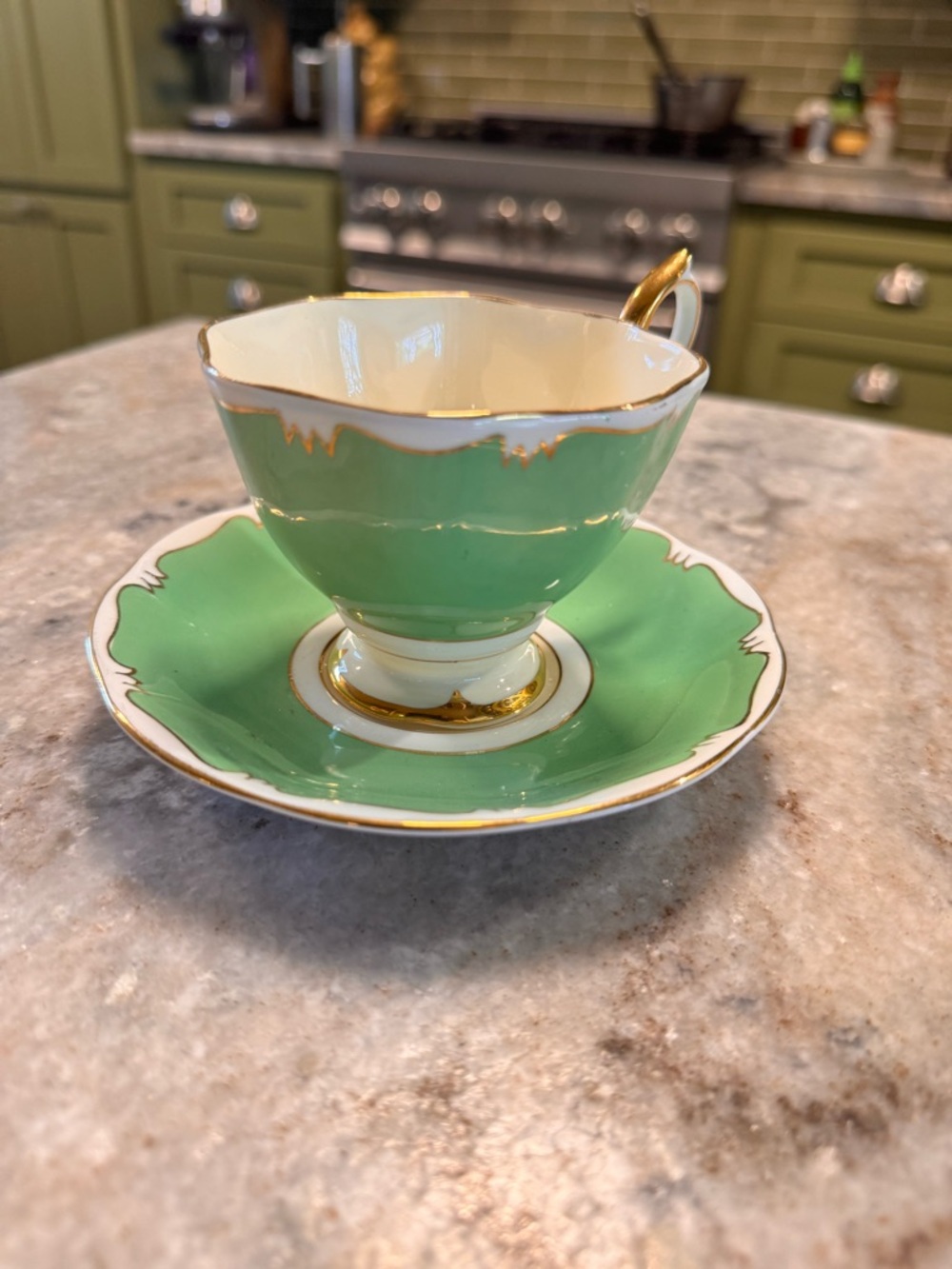 Royal Albert Green and Gold Bone China Cup & Saucer